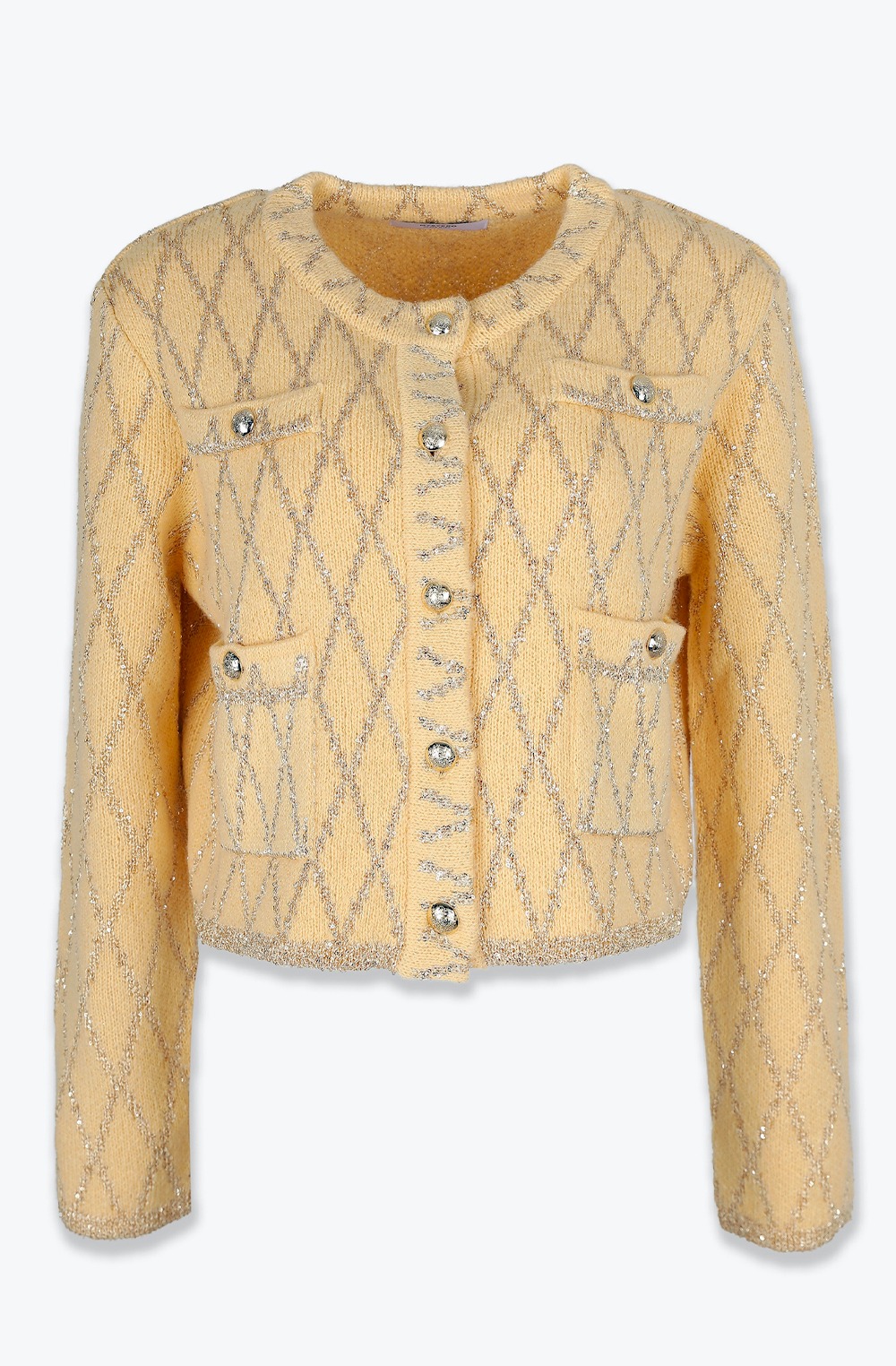 HIGH QUALITY LINE - Sequin Dia Knit Jacket (BUTTER YELLOW)