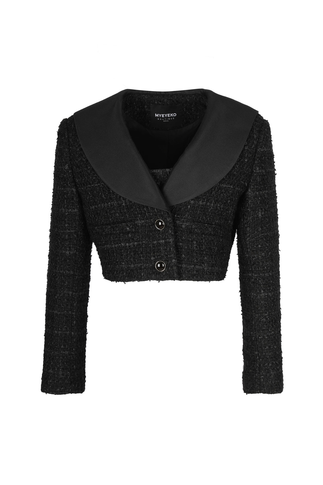 HIGH QUALITY LINE - &quot;The Hyundai Exclusive Line&quot; TWEED CROPPED JACKET (BLACK)