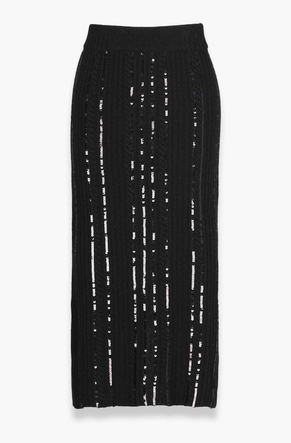 HIGH QUALITY LINE - Wool Cash Sequin Embellished Knit Skirt (BLACK) 2차 예약 오더