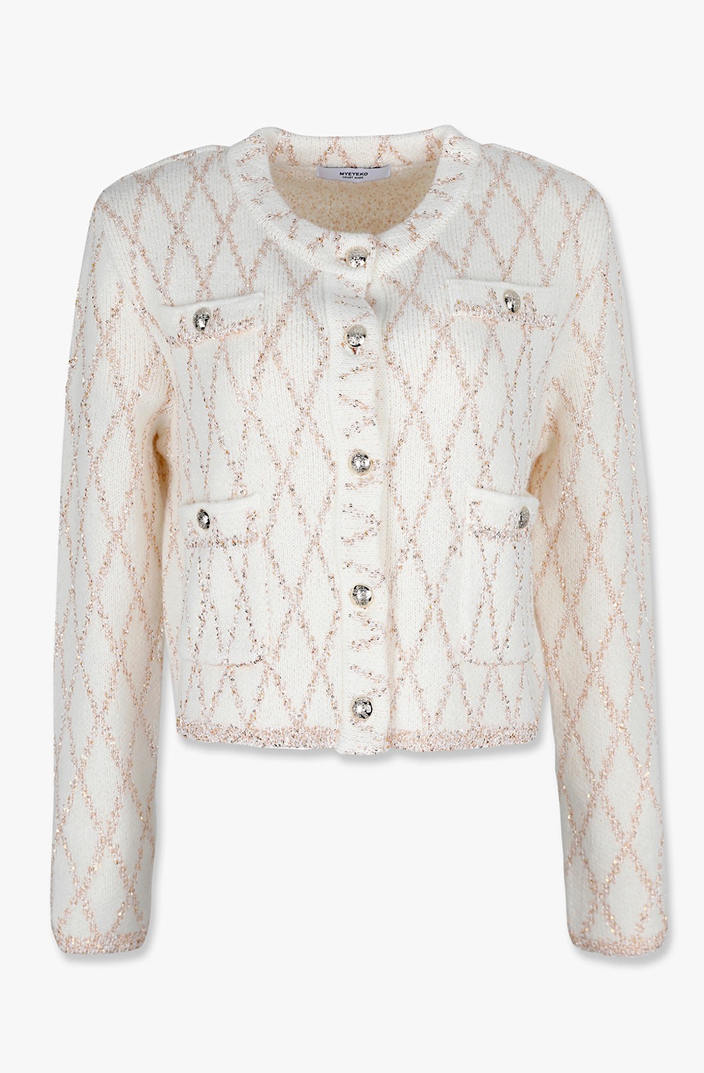 HIGH QUALITY LINE - Sequin Dia Knit Jacket (IVORY)