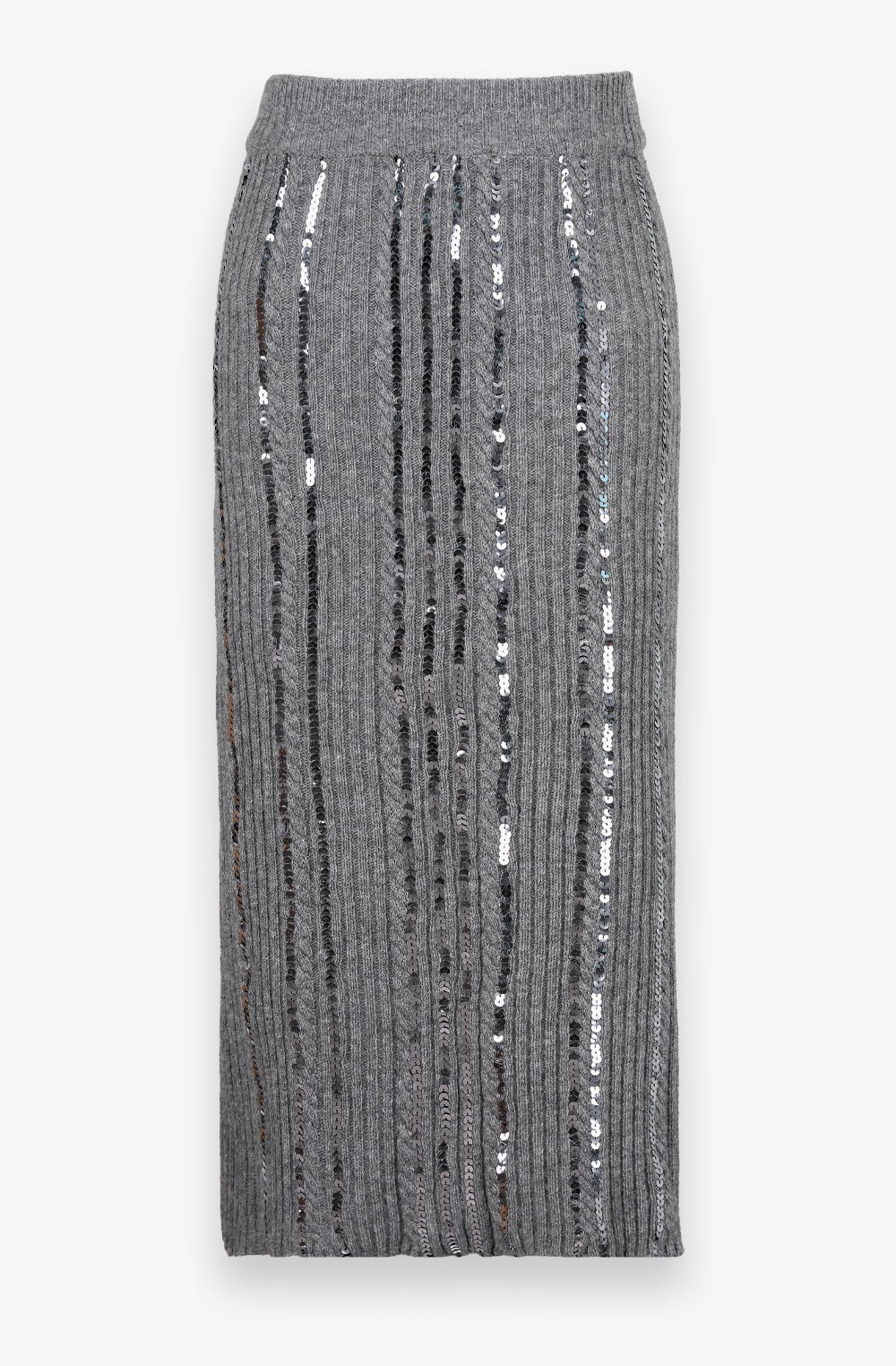 HIGH QUALITY LINE - Wool Cash Sequin Embellished Knit Skirt (GRAY) 2차 예약 오더
