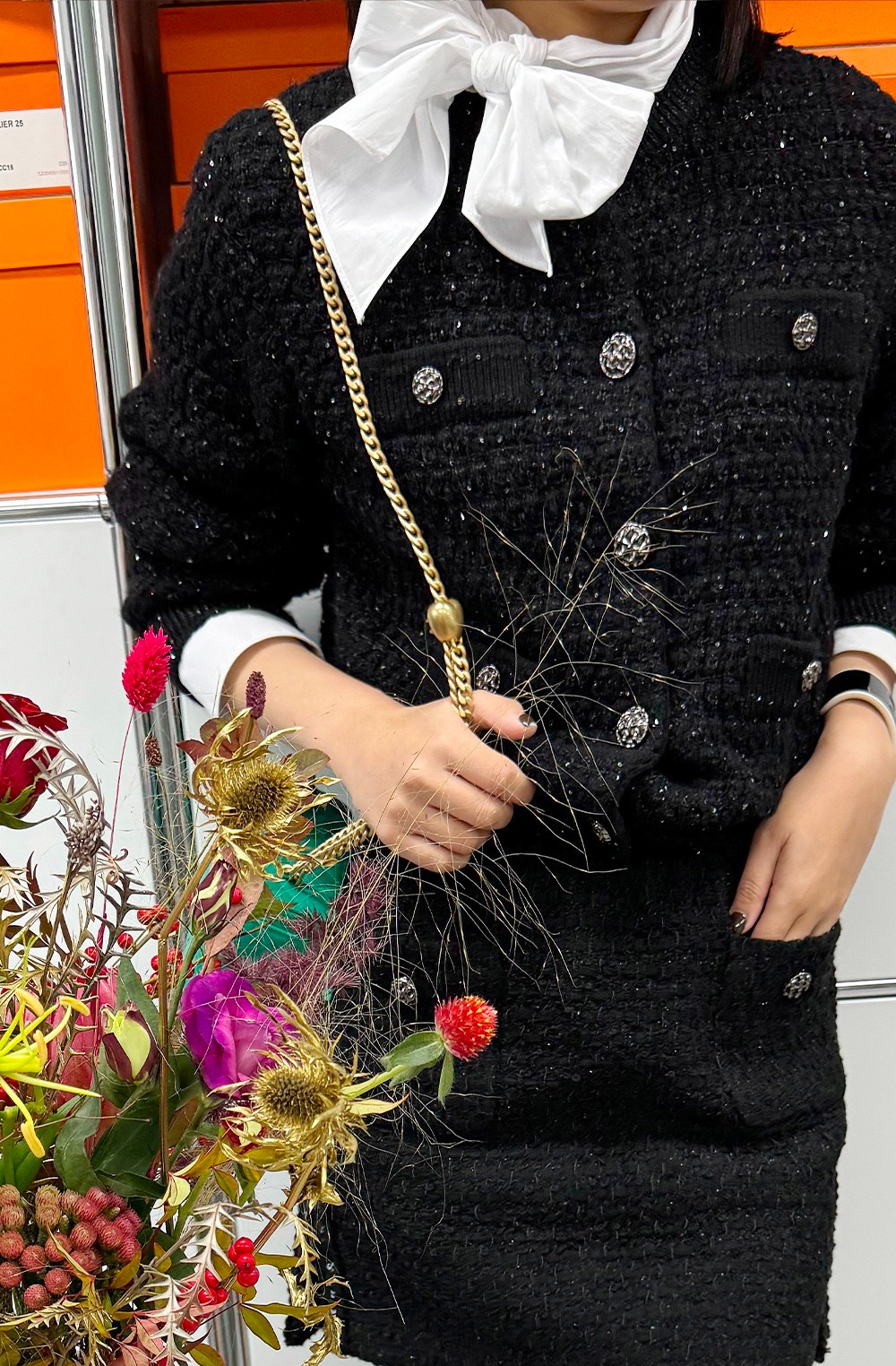 3RD ORDER / HIGH QUALITY LINE - Étoile Sequin Tweed Knit Jacket, BLACK
